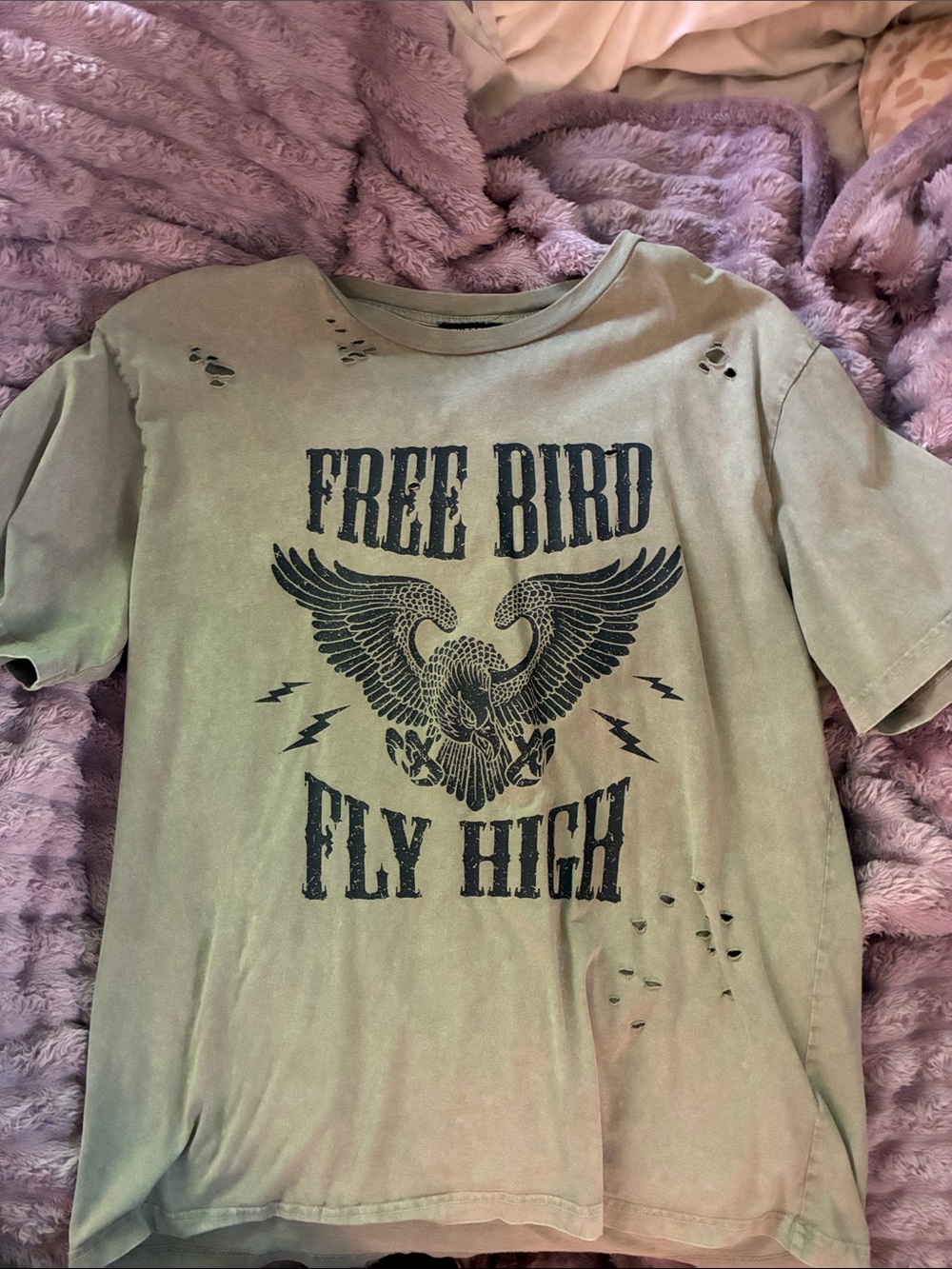 Free Bird Women’s Graphic Tee - Olive Green- Leonard Skinner